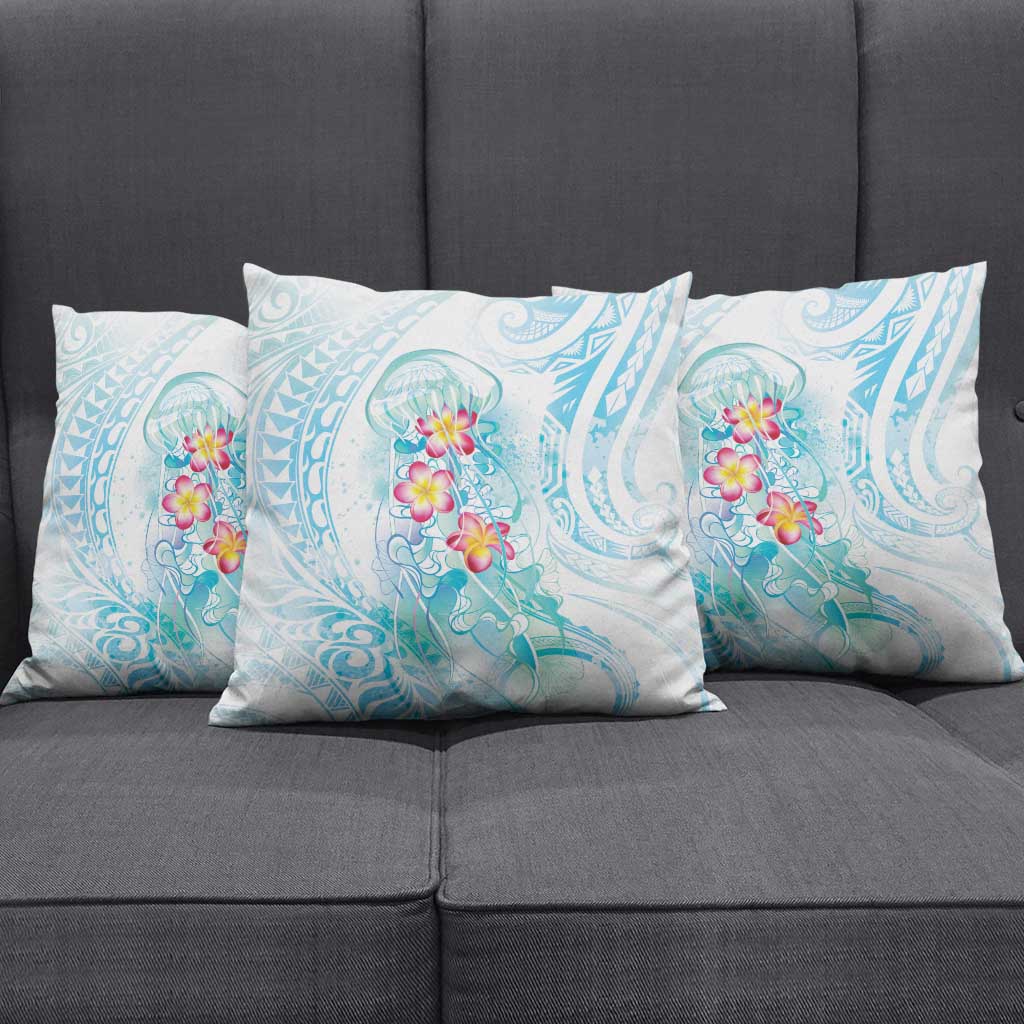 Sea Blue Polynesian Jellyfish Pillow Cover Watercolor Glows LT7 - Polynesian Pride
