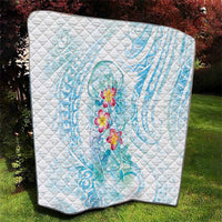 Sea Blue Polynesian Jellyfish Quilt Watercolor Glows - Polynesian Pride
