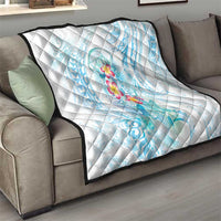 Sea Blue Polynesian Jellyfish Quilt Watercolor Glows - Polynesian Pride