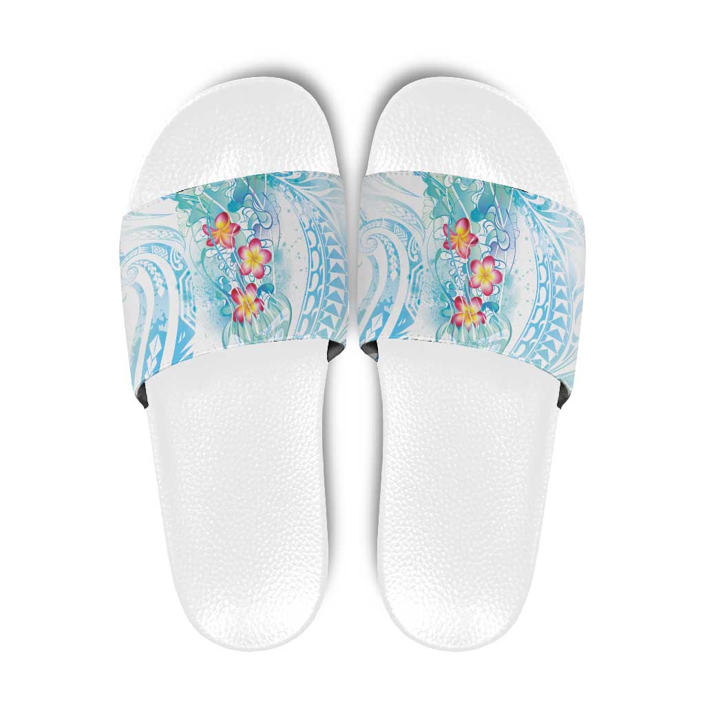 Sea Blue Polynesian Jellyfish Slide Sandals Watercolor Glows - Polynesian Pride