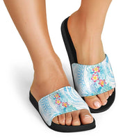 Sea Blue Polynesian Jellyfish Slide Sandals Watercolor Glows - Polynesian Pride