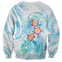 Sea Blue Polynesian Jellyfish Sweatshirt Watercolor Glows - Polynesian Pride