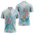 Sea Blue Polynesian Jellyfish Zipper Polo Shirt Watercolor Glows - Polynesian Pride