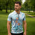 Sea Blue Polynesian Jellyfish Zipper Polo Shirt Watercolor Glows - Polynesian Pride