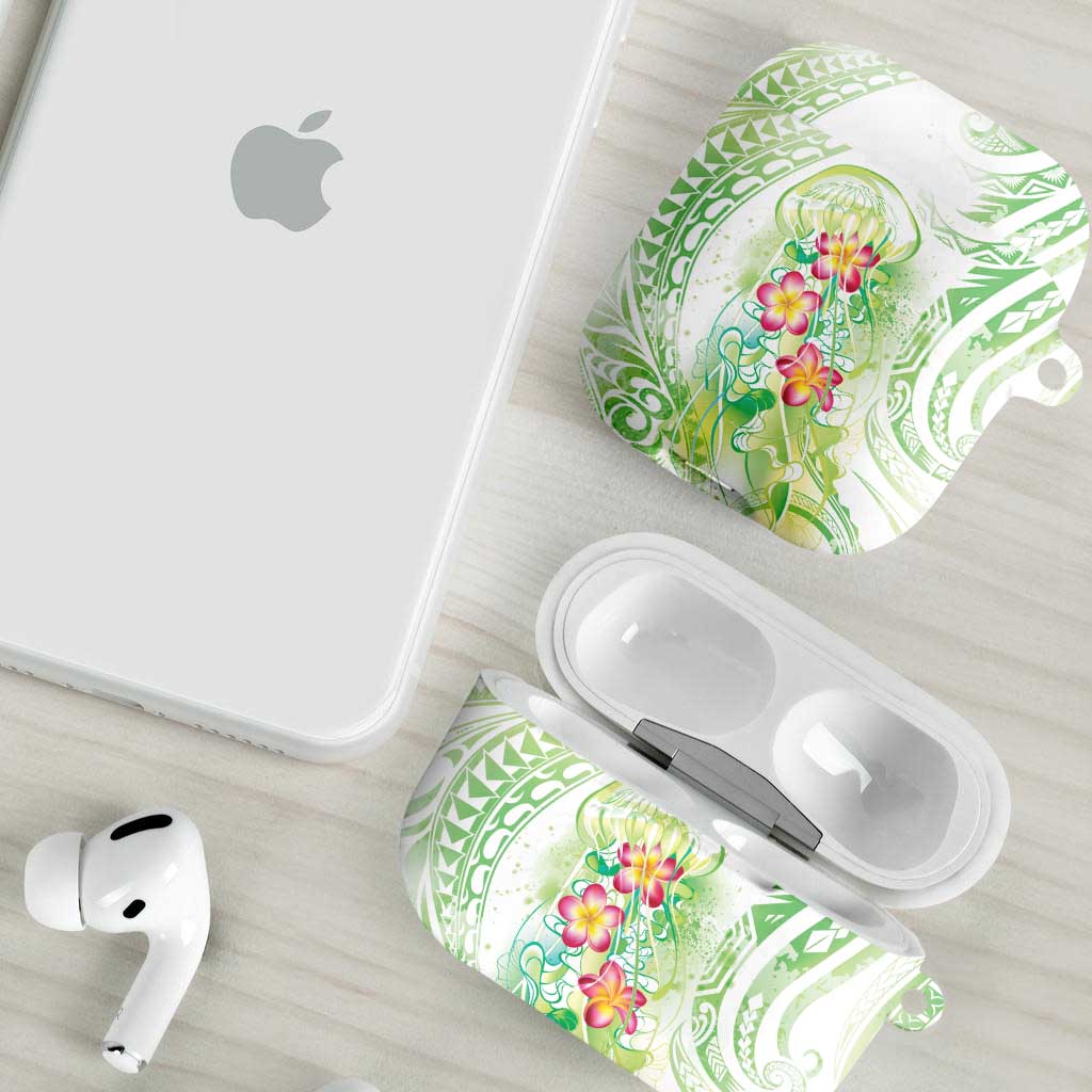 Summer Green Polynesian Jellyfish AirPods Case Watercolor Glows - Polynesian Pride