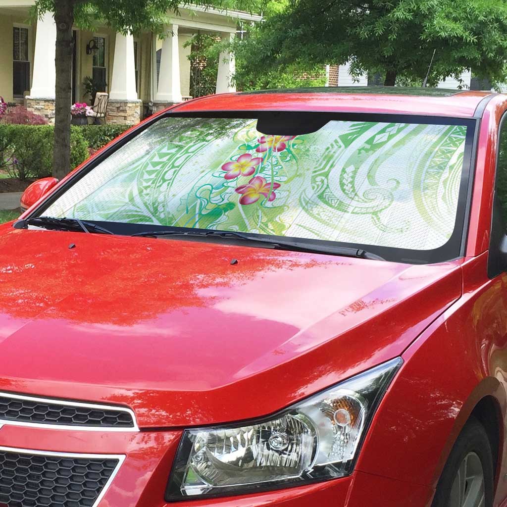 Summer Green Polynesian Jellyfish Auto Sun Shade Watercolor Glows - Polynesian Pride