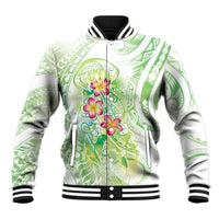 Summer Green Polynesian Jellyfish Baseball Jacket Watercolor Glows - Polynesian Pride