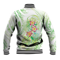 Summer Green Polynesian Jellyfish Baseball Jacket Watercolor Glows - Polynesian Pride