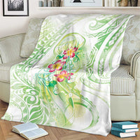 Summer Green Polynesian Jellyfish Blanket Watercolor Glows - Polynesian Pride