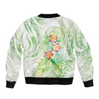 Summer Green Polynesian Jellyfish Bomber Jacket Watercolor Glows - Polynesian Pride