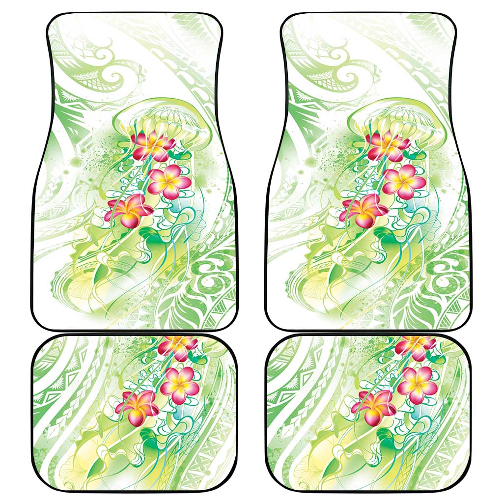 Summer Green Polynesian Jellyfish Car Mats Watercolor Glows - Polynesian Pride