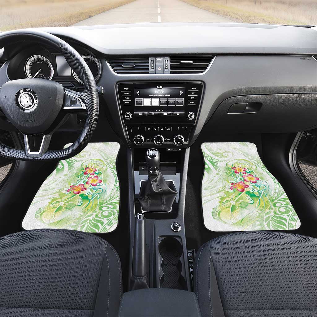 Summer Green Polynesian Jellyfish Car Mats Watercolor Glows - Polynesian Pride