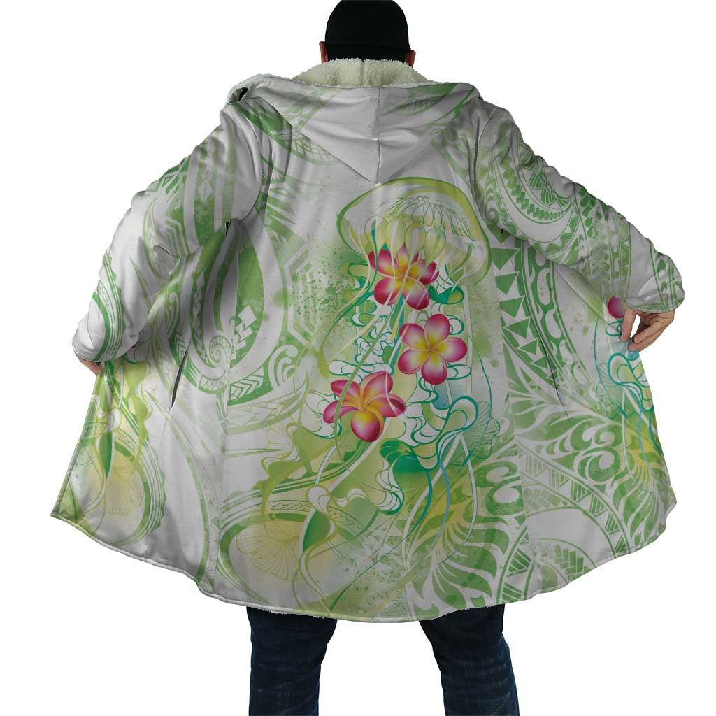 Summer Green Polynesian Jellyfish Cloak Watercolor Glows - Polynesian Pride