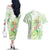 Summer Green Polynesian Jellyfish Couples Matching Off The Shoulder Long Sleeve Dress and Hawaiian Shirt Watercolor Glows - Polynesian Pride