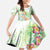 Summer Green Polynesian Jellyfish Family Matching Long Sleeve Bodycon Dress and Hawaiian Shirt Watercolor Glows - Polynesian Pride