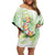 Summer Green Polynesian Jellyfish Family Matching Off Shoulder Short Dress and Hawaiian Shirt Watercolor Glows - Polynesian Pride