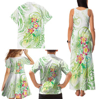 Summer Green Polynesian Jellyfish Family Matching Tank Maxi Dress and Hawaiian Shirt Watercolor Glows - Polynesian Pride