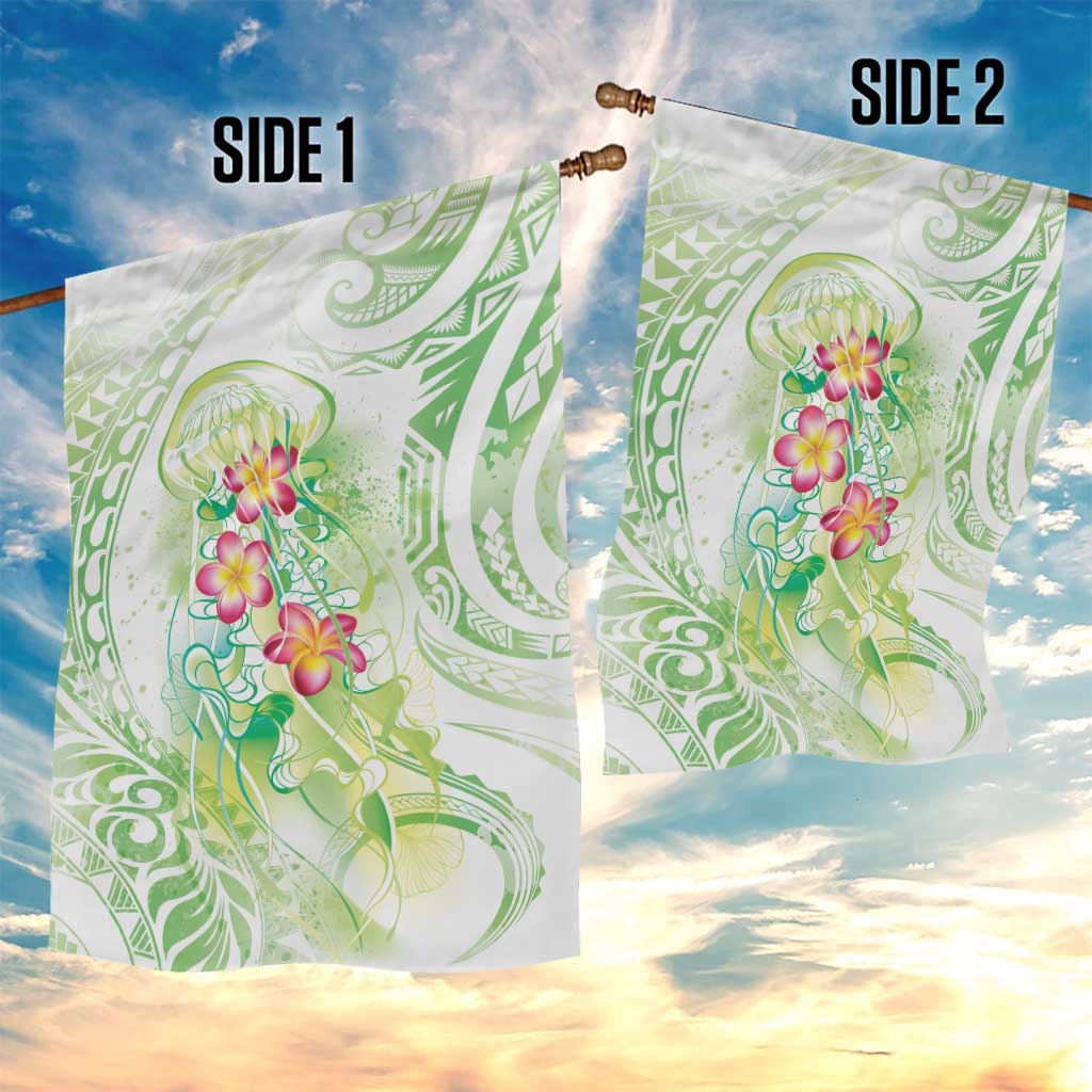 Summer Green Polynesian Jellyfish Garden Flag Watercolor Glows LT7 - Polynesian Pride