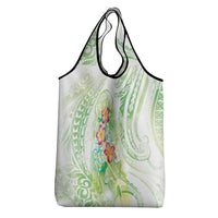 Summer Green Polynesian Jellyfish Grocery Bag Watercolor Glows - Polynesian Pride