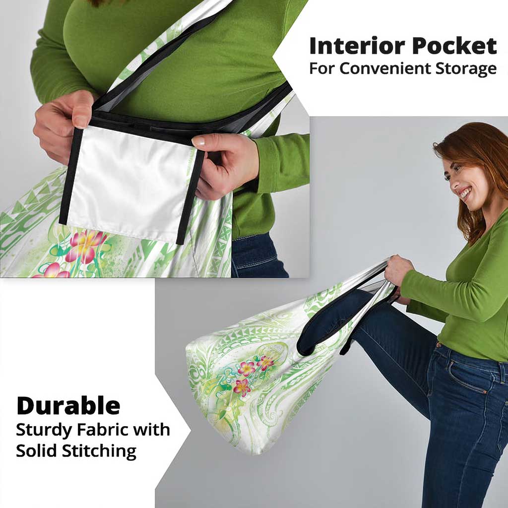 Summer Green Polynesian Jellyfish Grocery Bag Watercolor Glows - Polynesian Pride