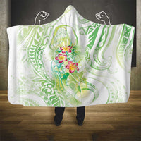 Summer Green Polynesian Jellyfish Hooded Blanket Watercolor Glows - Polynesian Pride
