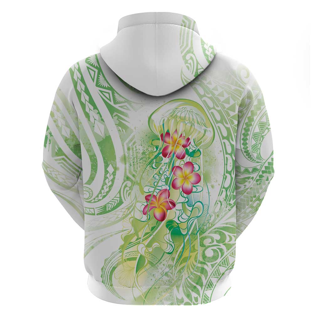 Summer Green Polynesian Jellyfish Hoodie Watercolor Glows - Polynesian Pride