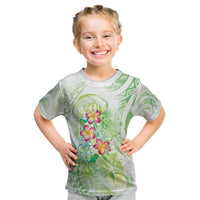 Summer Green Polynesian Jellyfish Kid T Shirt Watercolor Glows LT7 Light Green - Polynesian Pride