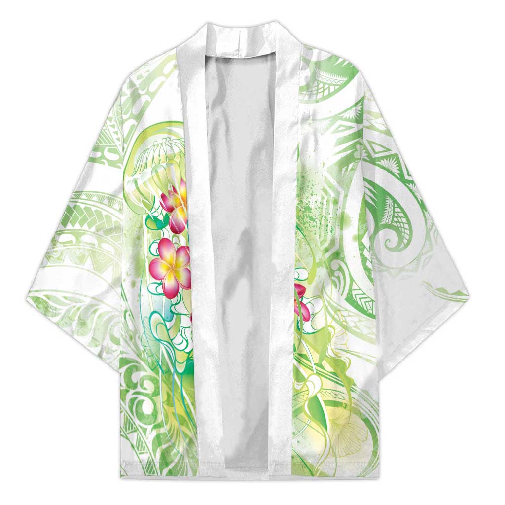 Summer Green Polynesian Jellyfish Kimono Watercolor Glows - Polynesian Pride