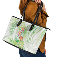 Summer Green Polynesian Jellyfish Leather Tote Bag Watercolor Glows LT7 - Polynesian Pride