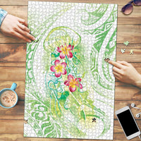 Summer Green Polynesian Jellyfish Puzzle Watercolor Glows - Polynesian Pride