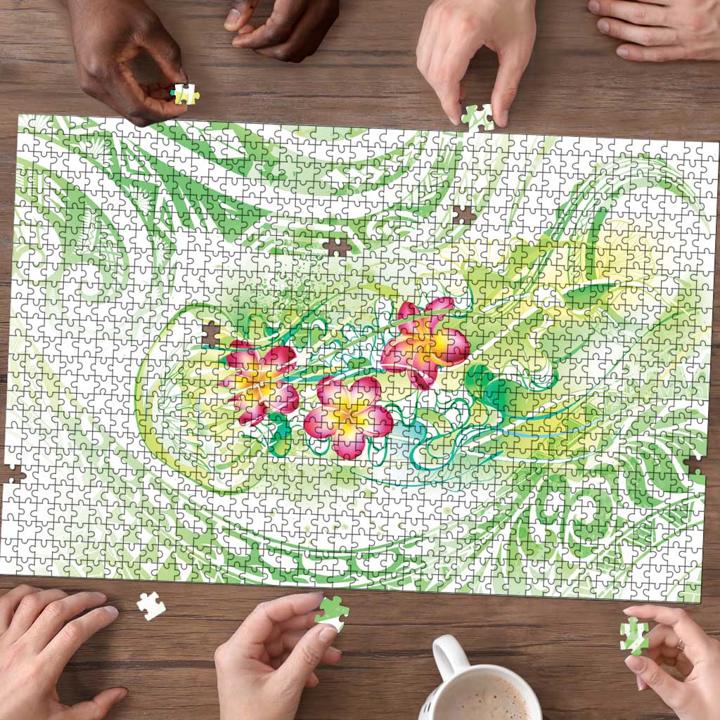 Summer Green Polynesian Jellyfish Puzzle Watercolor Glows - Polynesian Pride