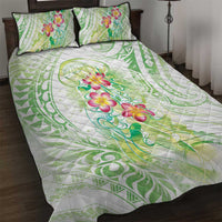 Summer Green Polynesian Jellyfish Quilt Bed Set Watercolor Glows LT7 Light Green - Polynesian Pride