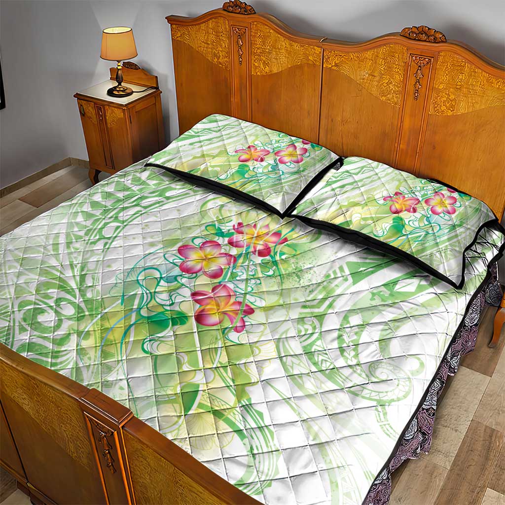 Summer Green Polynesian Jellyfish Quilt Bed Set Watercolor Glows LT7 - Polynesian Pride