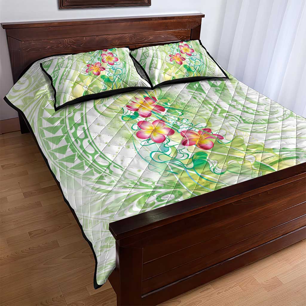 Summer Green Polynesian Jellyfish Quilt Bed Set Watercolor Glows LT7 - Polynesian Pride
