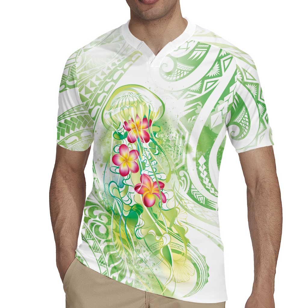 Summer Green Polynesian Jellyfish Rugby Jersey Watercolor Glows - Polynesian Pride