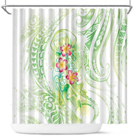 Summer Green Polynesian Jellyfish Shower Curtain Watercolor Glows LT7 Light Green - Polynesian Pride