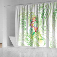 Summer Green Polynesian Jellyfish Shower Curtain Watercolor Glows LT7 - Polynesian Pride