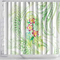 Summer Green Polynesian Jellyfish Shower Curtain Watercolor Glows LT7 - Polynesian Pride