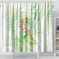 Summer Green Polynesian Jellyfish Shower Curtain Watercolor Glows LT7 - Polynesian Pride