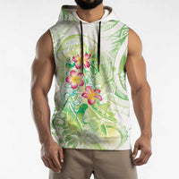 Summer Green Polynesian Jellyfish Sleeveless Hoodie Watercolor Glows - Polynesian Pride