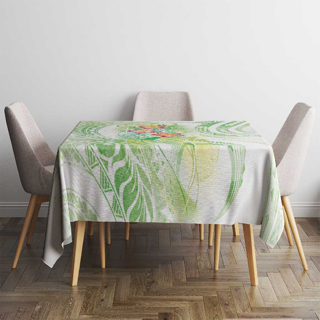 Summer Green Polynesian Jellyfish Tablecloth Watercolor Glows - Polynesian Pride