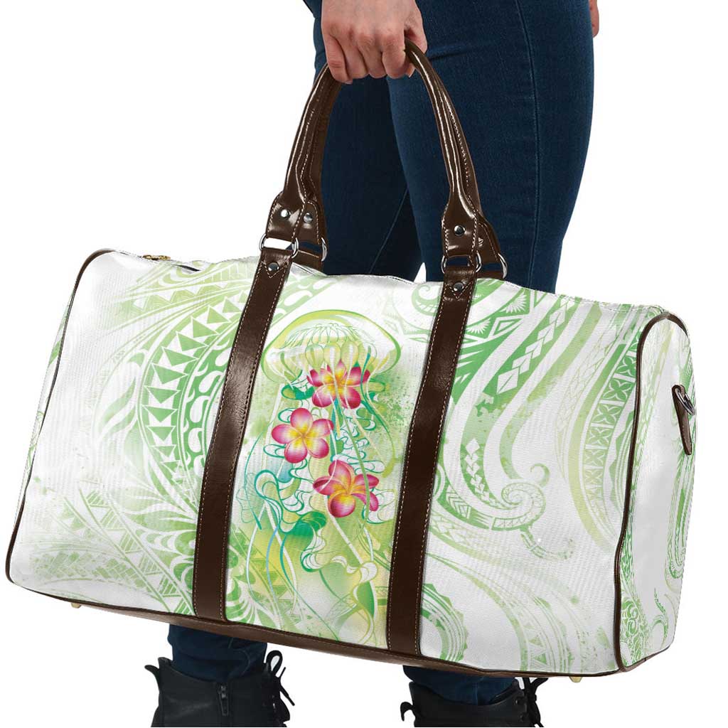 Summer Green Polynesian Jellyfish Travel Bag Watercolor Glows - Polynesian Pride
