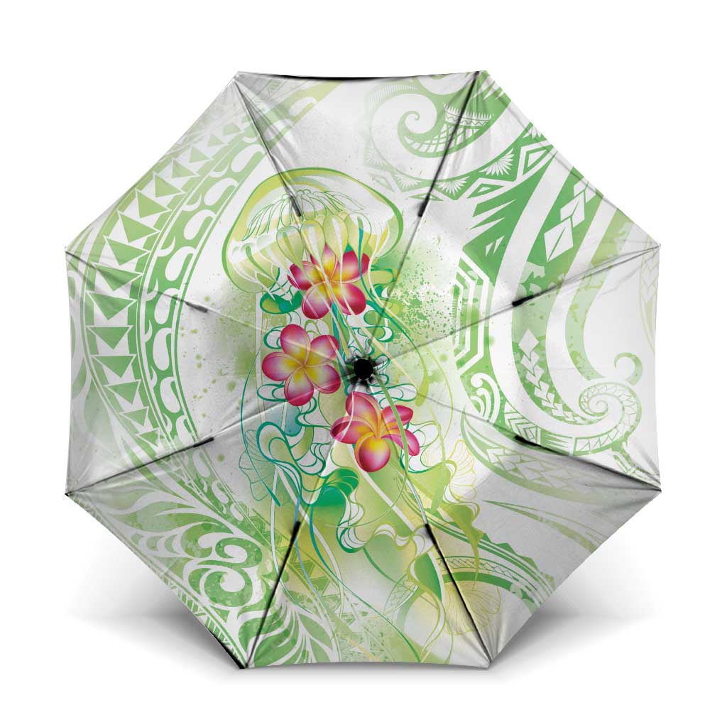 Summer Green Polynesian Jellyfish Umbrella Watercolor Glows - Polynesian Pride