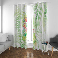 Summer Green Polynesian Jellyfish Window Curtain Watercolor Glows - Polynesian Pride