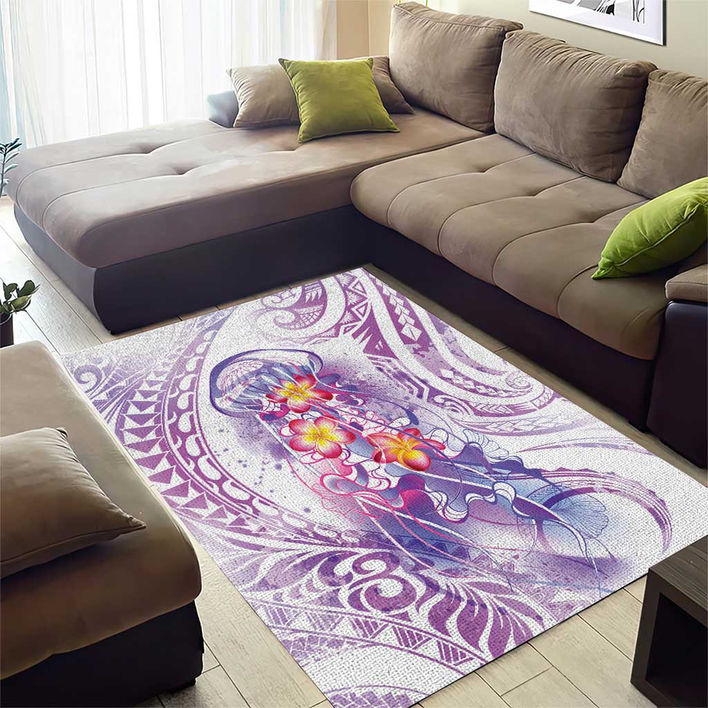 Lavender Polynesian Jellyfish Area Rug Watercolor Glows - Polynesian Pride