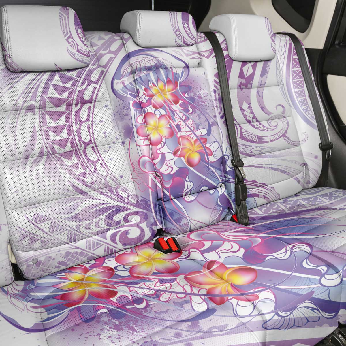 Lavender Polynesian Jellyfish Back Car Seat Cover Watercolor Glows LT7 - Polynesian Pride