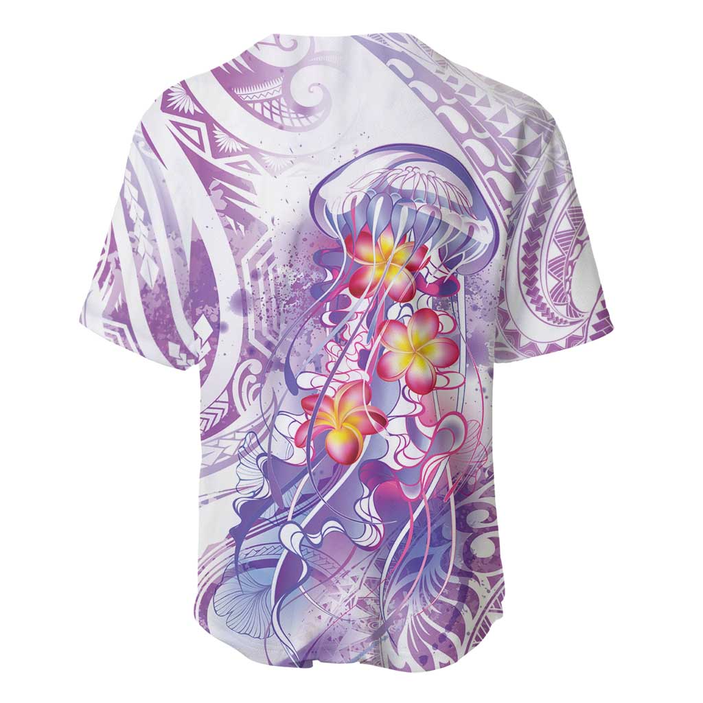 Lavender Polynesian Jellyfish Baseball Jersey Watercolor Glows - Polynesian Pride