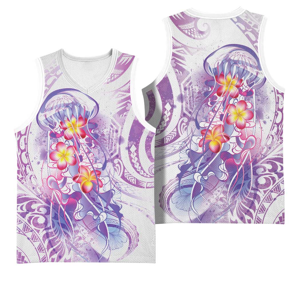 Lavender Polynesian Jellyfish Basketball Jersey Watercolor Glows - Polynesian Pride