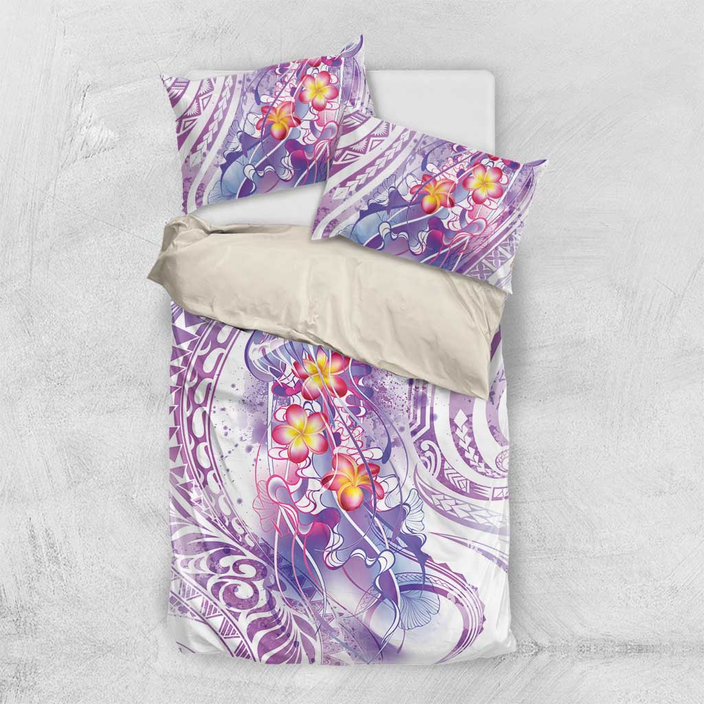 Lavender Polynesian Jellyfish Bedding Set Watercolor Glows - Polynesian Pride