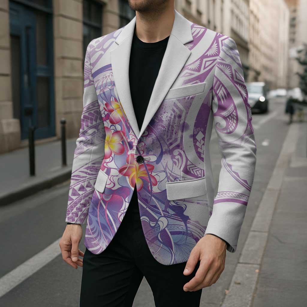 Lavender Polynesian Jellyfish Blazer Watercolor Glows - Polynesian Pride